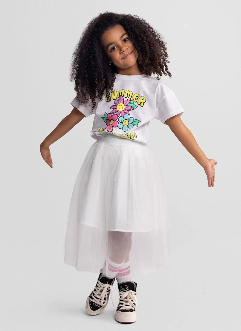 مينوتي Girls 5-pack short-sleeved cotton t-shirts lilac white yellow 3 months to 7 years